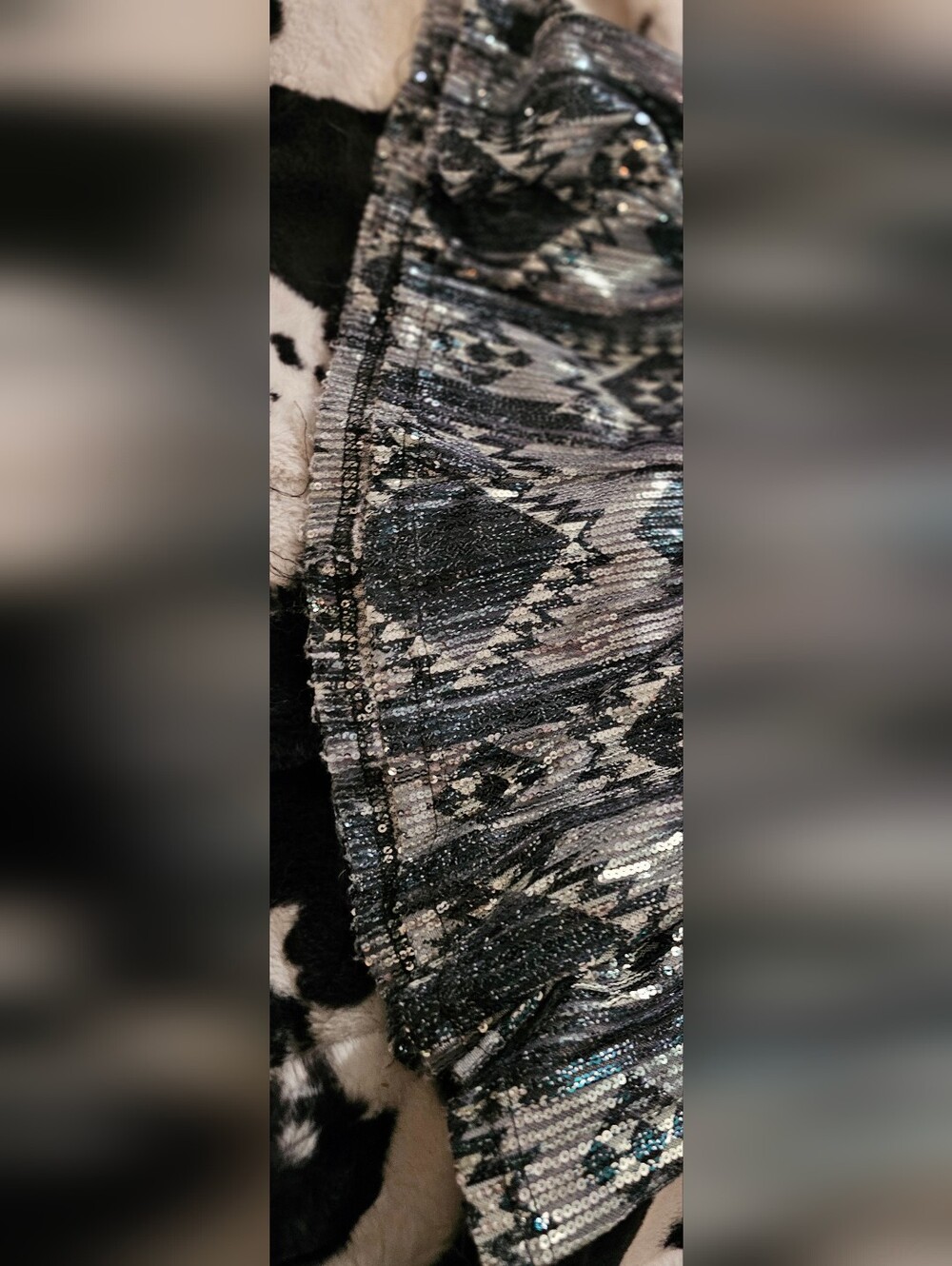 Crazy Train Sequin Maxi Skirt Western Aztec Silver Black Turquoise - Picture 13 of 13